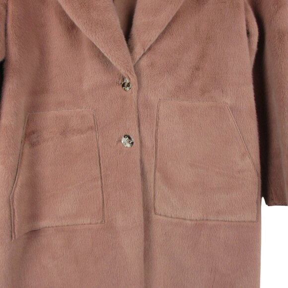 Elie Tahari Womens Mauve Faux Fur Coat Overcoat Size S Midi NWT Classic $298 - Picture 6 of 8